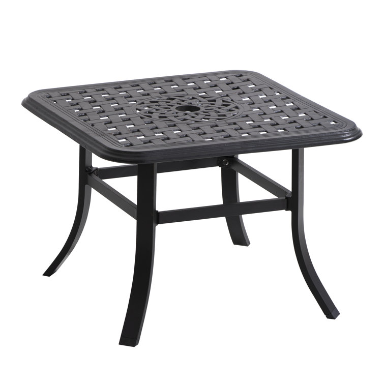 Alcott Hill® Cast Aluminum Patio Side Table Outdoor Square Antirust